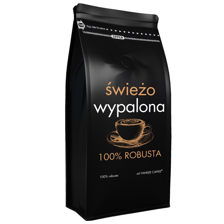 Kawa ziarnista 1kg ŚWIEŻO PALONA 100% ROBUSTA Z Palarni Do ekspresu
