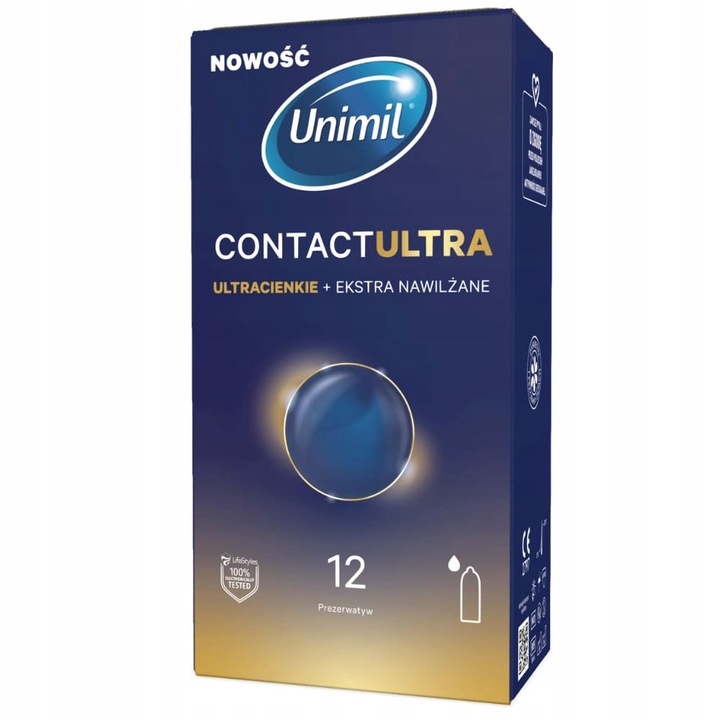 NAJCIEŃSZE PREZERWATYWY UNIMIL ZERO CONTACT ULTRA mega cienkie 12 szt.