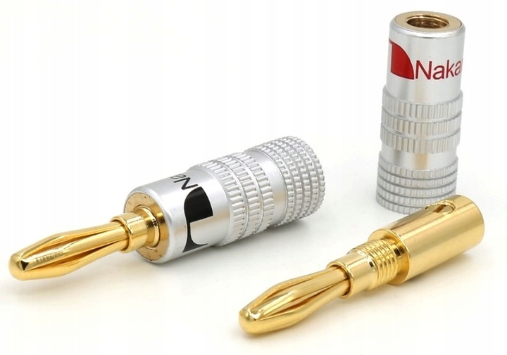 NAKAMICHI BANAN WTYK GŁOŚNIKOWY BANANOWY SKRĘCANY ZŁOCONY DO KOLUMN 8 sztuk