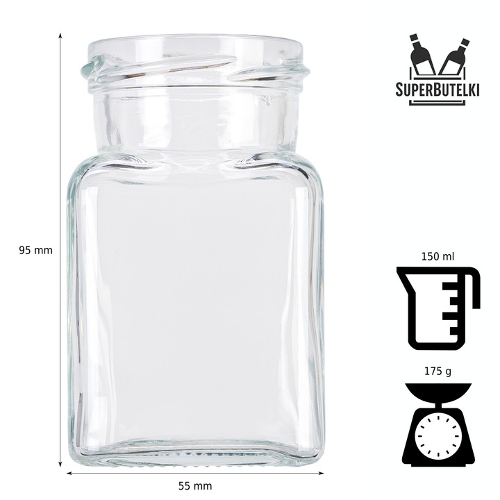 10x SŁOIK SZKLANY 150 ML NA PRZYPRAWY DŻEM MIÓD KONFITURY SOKI SÓL