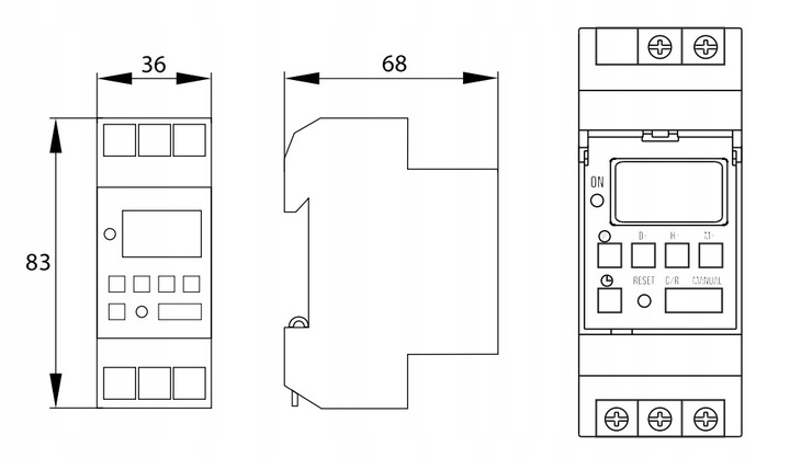 PROGRAMATOR ZEGAR CZASOWY TYGODNIOWY TH35 230V