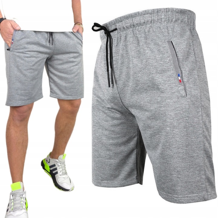 KRÓTKIE SPODENKI męskie DRESOWE z KIESZENIAMI na ZAMEK dresy szorty, r. 4XL