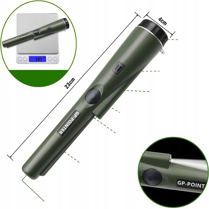 Wykrywacz Metali Detektor Metalu Ręczny GP POINTER Monet Złota z Latarką