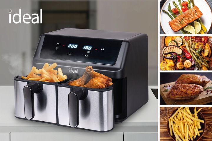FRYTKOWNICA BEZTŁUSZCZOWA AIR FRYER IDEAL PODWÓJNA 9L