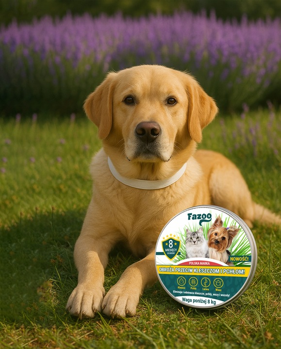 OBROŻA NA KLESZCZE i Pchły dla Psa Kota Antykleszczowa 8 Miesięcy