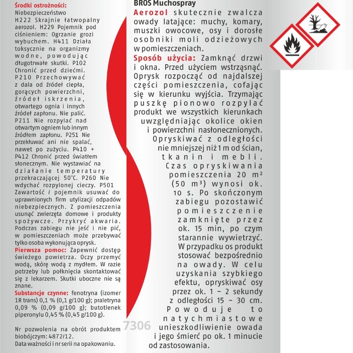 SPRAY NA MUCHY KOMARY OWADY BROS 400ml x 4