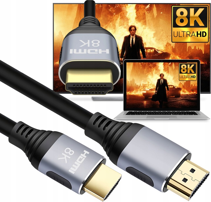 KABEL PRZYŁĄCZE PRZEWÓD HDMI 3M PRZEWÓD V2.1 8K 4K / PREMIUM ZŁOTE
