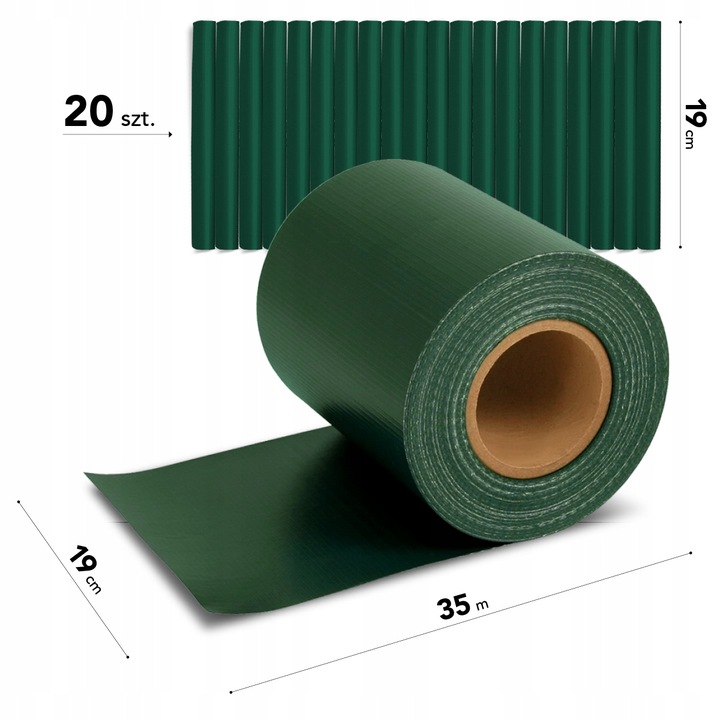 Taśma ogrodzeniowa ZIELONA 19cm x 35m mocna osłona ogrodzenie panelowe