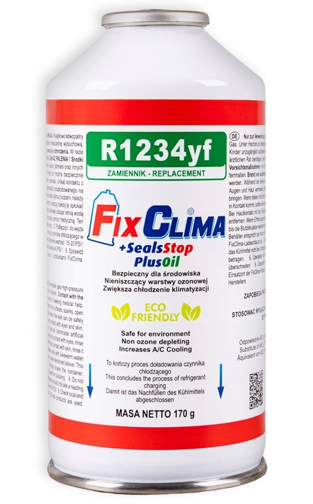 GAZ DO NAPEŁNIANIA KLIMATYZACJI AUT R1234YF+USZCZELNIACZ CZYNNIK CHŁODNICZY