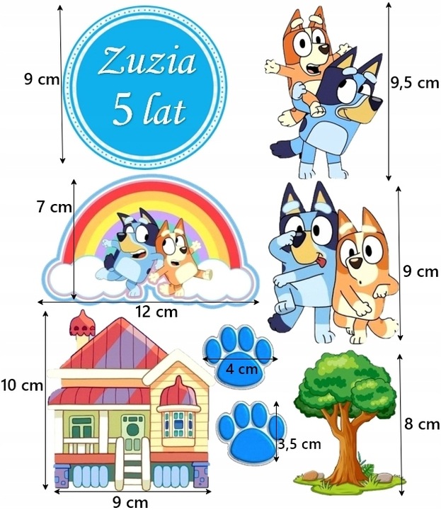 WYDRUK CUKROWY Opłatek na tort NIEBIESKI PIES PIESEK + TABLICZKA Z TEKSTEM