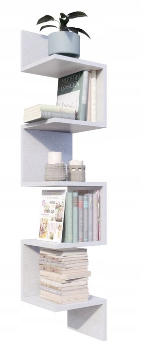 PÓŁKA NAROŻNA ŚCIENNA, BIAŁA WISZĄCA, MATOWA