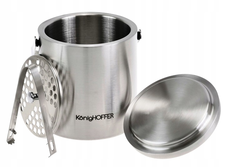 WIADERKO Pojemnik Stalowy na LÓD z Pokrywą 1,3 L COOLER do Lodu +