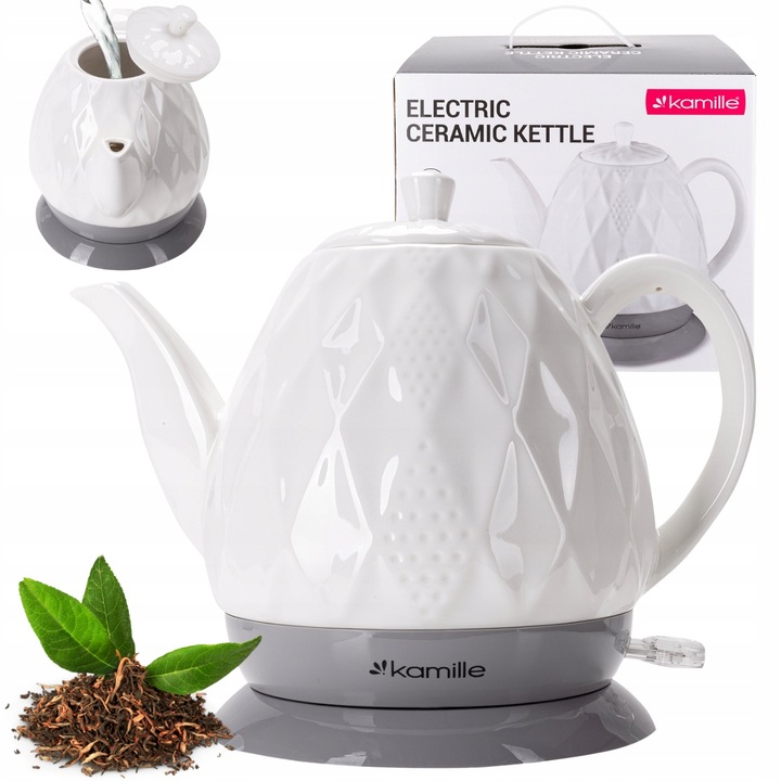 CZAJNIK ELEKTRYCZNY BEZPRZEWODOWY CERAMICZNY KAMILLE 1200 W 1,5 L