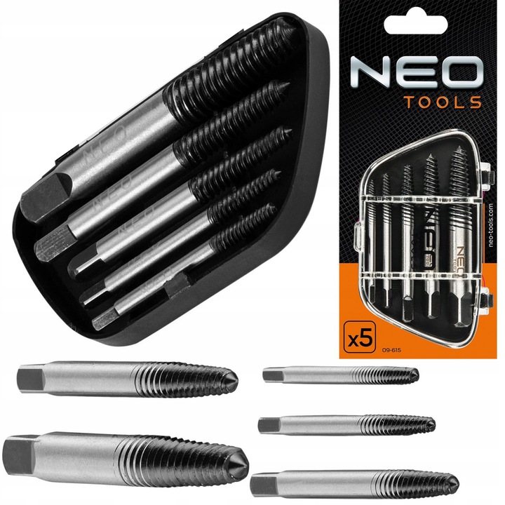 NEO 5 SZT WYKRĘTAKÓW WYKRĘTAKI DO ZERWANYCH USZKODZONYCH ŚRUB M3-M18 09-615