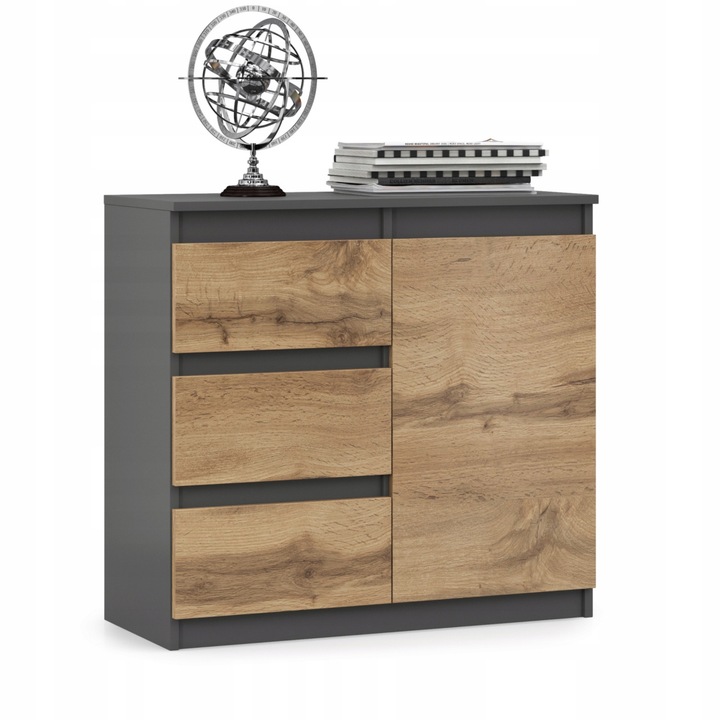 Komoda Szafka Zestaw 2szt POJEMNA Szuflady Grafit Dąb Wotan NATALIA