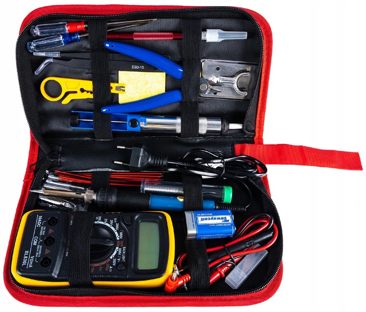 Kompletny Zestaw Lutowniczy 40 el. z Multimetrem i Grotem – Hobby