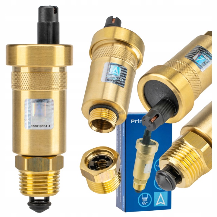 ODPOWIETRZNIK AUTOMATYCZNY AUTOMAT MOSIĘŻNY PROSTY 1/2" Z ZAWOREM STOPOWYM