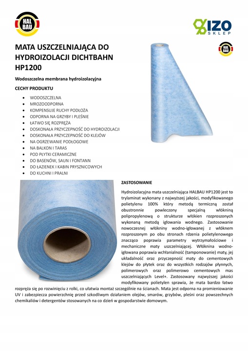 Mata do Hydroizolacji Super Moc Uszczelnienie 1m