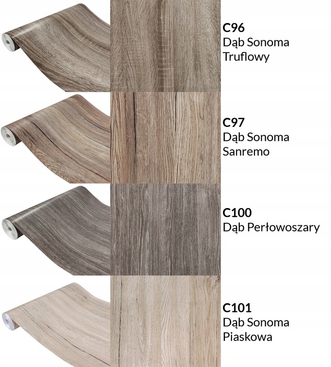 Okleina Drewnopodobna DĄB Folia Meblowa Klejowa 90x210cm Wzory Do