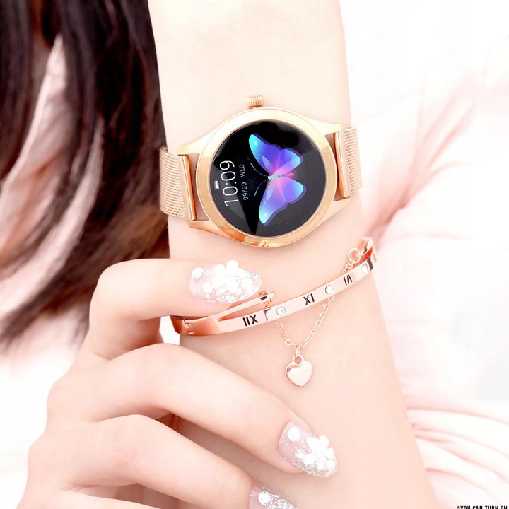 SMARTWATCH ZEGAREK DAMSKI DLA KOBIETY PULS SPORT POWIADOMIENIA MENU ZŁOTY