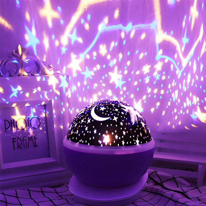 LAMPKA NOCNA PROJEKTOR GWIAZD NIEBA OBROTOWA 2w1