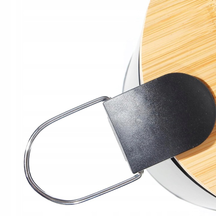 ŁAZIENKOWY KOSZ NA ŚMIECI 3L OKRĄGŁY CZARNY MAT BAMBUS Z PEDAŁEM