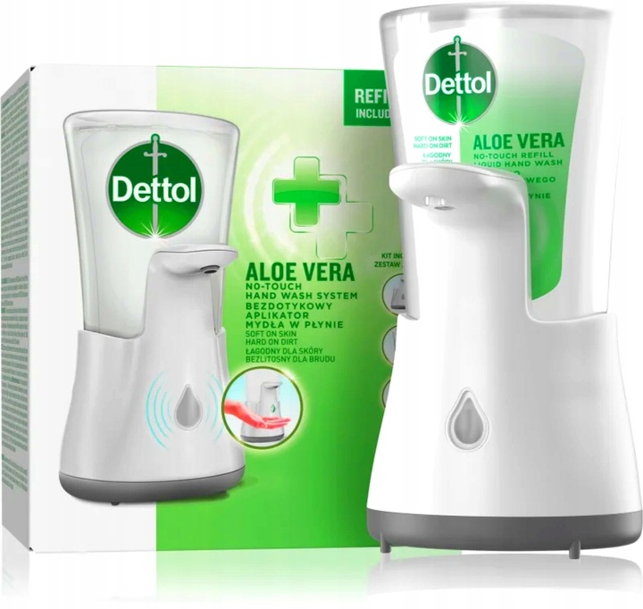 DETTOL Bezdotykowy aplikator do mydła + wkład 250 ml delikatny aloes