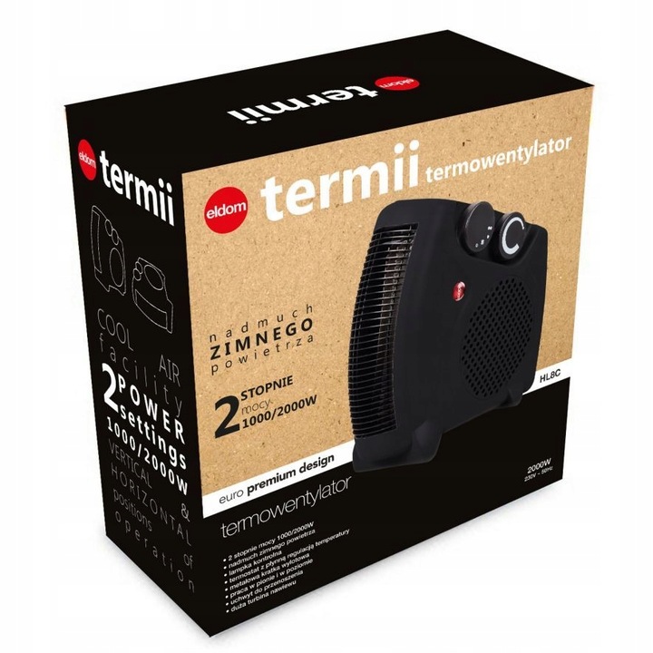 GRZEJNIK Termowentylator FARELKA ELDOM HL8 2000W OSZCZĘDNY i