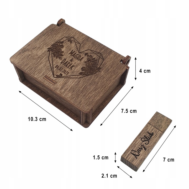 Pendrive 32gb3.0 + drewniane pudełko + GRAWER