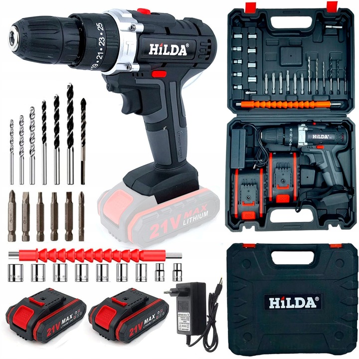 Akumulatorowa wiertarka udarowa Makita HP488D006 + zestaw bitów Makita