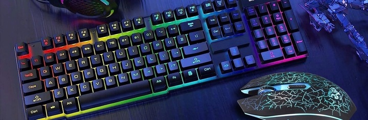 KLAWIATURA MYSZKA PODKŁADKA GAMINGOWA PODŚWIETLENIE PROFESJONALNY ZESTAW