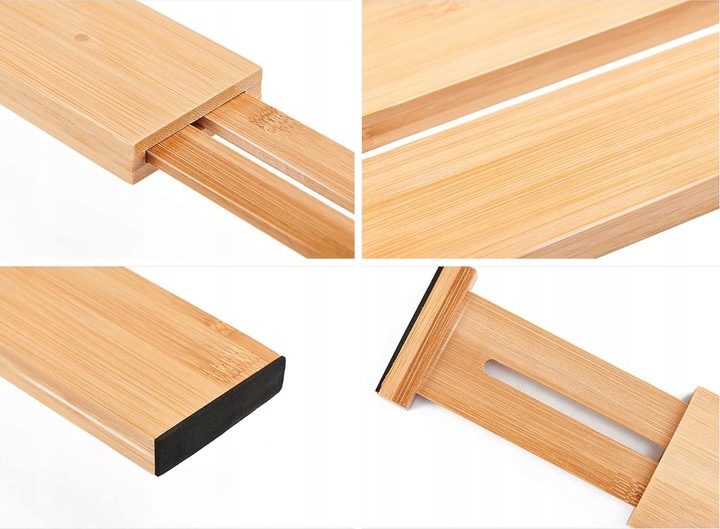 4x BAMBUSOWY ORGANIZER DO SZUFLADY SEPARATOR PRZEGRÓDKA ROZSZERZANY