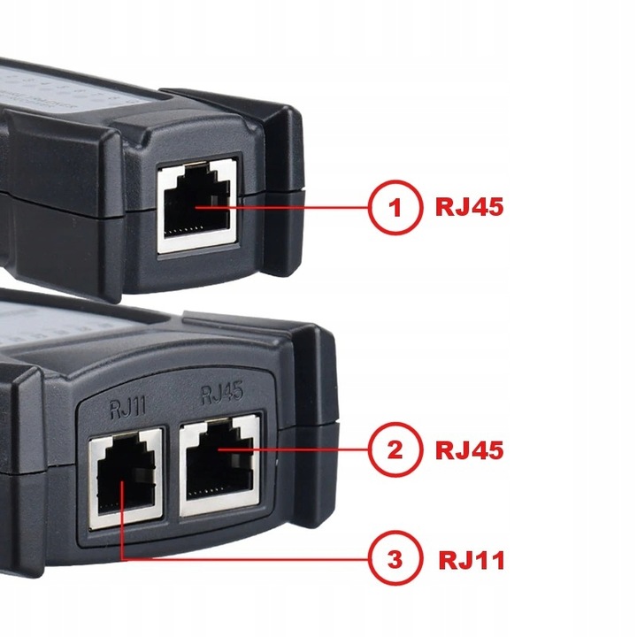 SZUKACZ PAR PRZEWODÓW TESTER KABLI SIECIOWYCH SONDA RJ45 RJ11 LCD + BATERIE