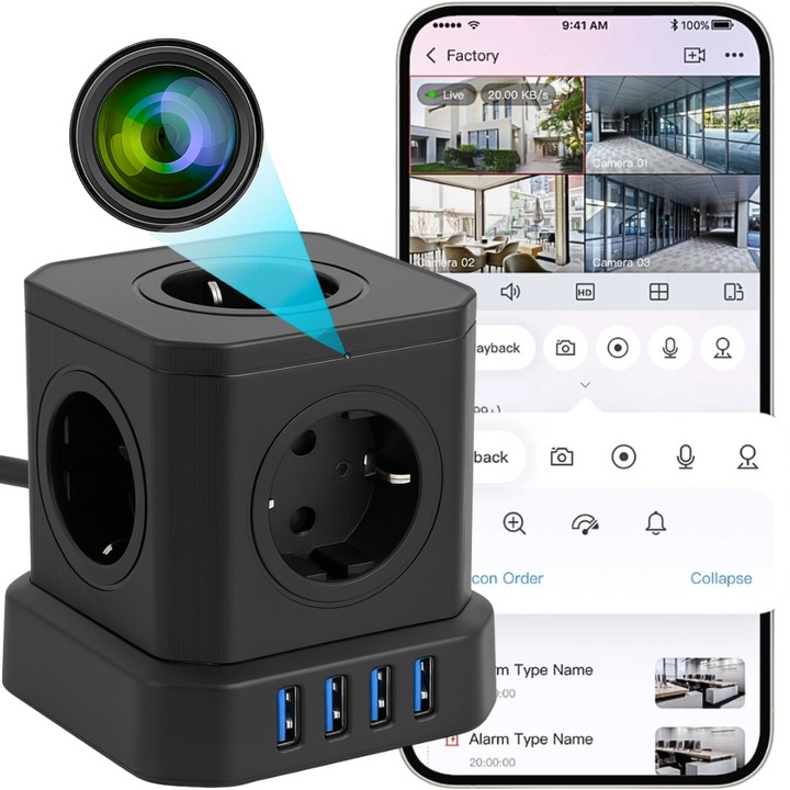 MINI KAMERA WIFI SZPIEGOWSKA UKRYTA W LISTWIE GNIAZDKU ANDROID PODGLĄD