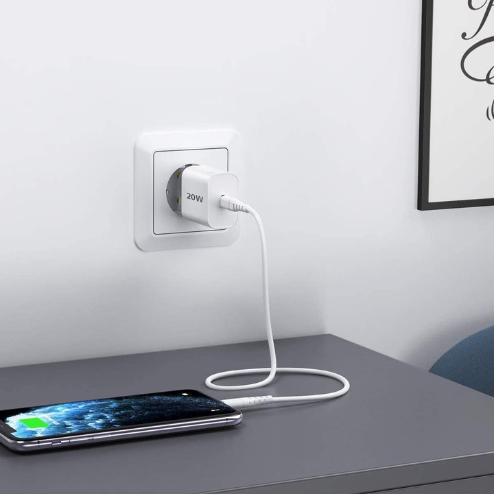ŁADOWARKA SIECIOWA ZASILACZ PD 20W + KABEL DO IPHONE USB-C LIGHTNING 200cm