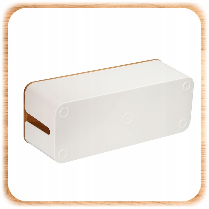 ORGANIZER NA KABLE POJEMNIK PUDEŁKO LISTWE KABLI PRZEWODY DREWNIANA