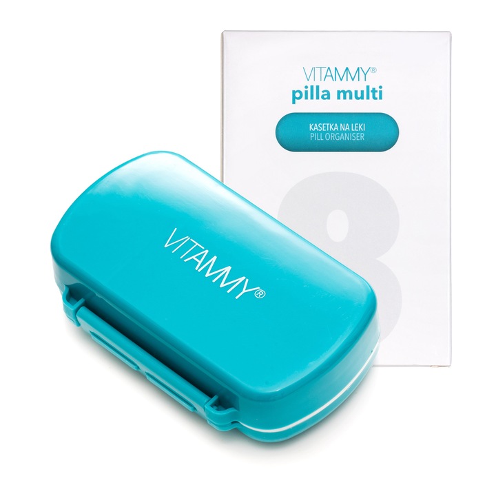 POJEMNIK ORGANIZER KASETKA PUDEŁKO NA LEKI PODRÓŻNY VITAMMY PILLA MULTI 8