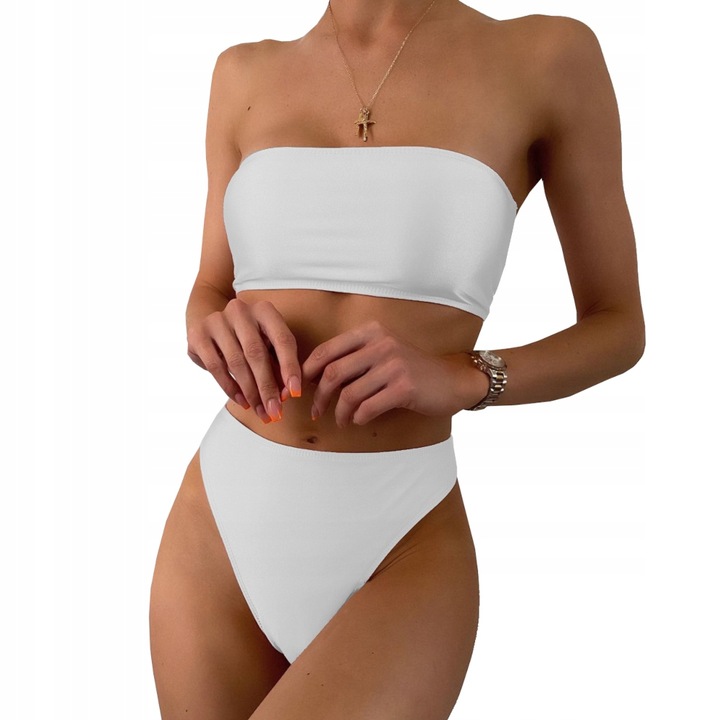 STRÓJ KĄPIELOWY DWUCZĘŚCIOWY SEXY BIKINI MAJTKI WYSOKI STAN OPASKA KOLORY M