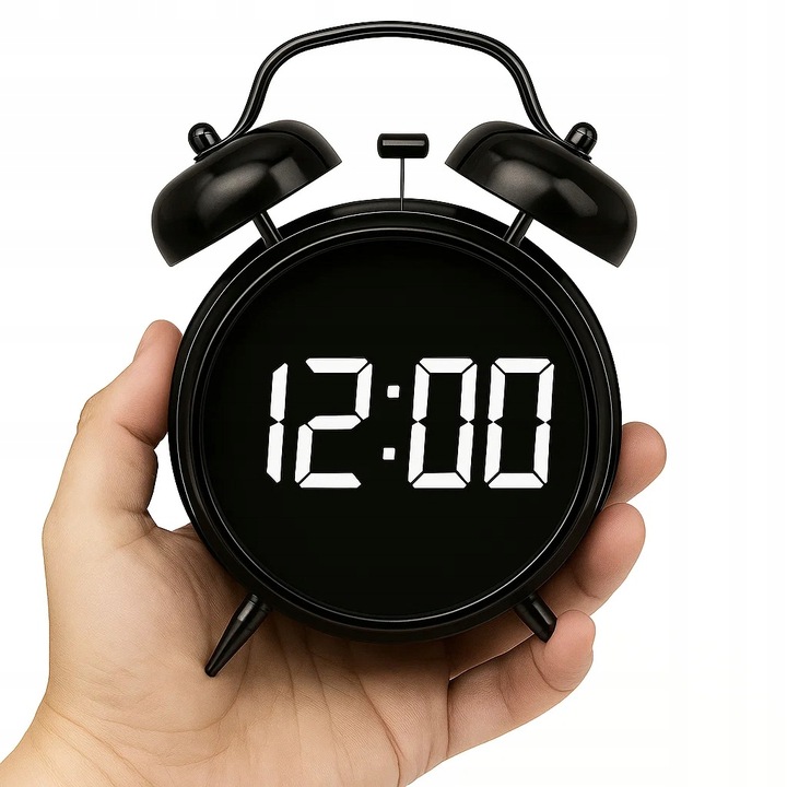 Zegar Budzik Alarm LED Cyfrowy Klasyczny Czarny Retro Tryb Nocny