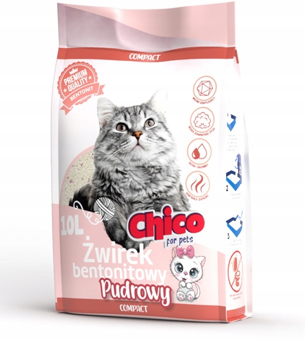 ŻWIREK BENTONITOWY KOTA COMPACT PUDROWY 10L CHICO