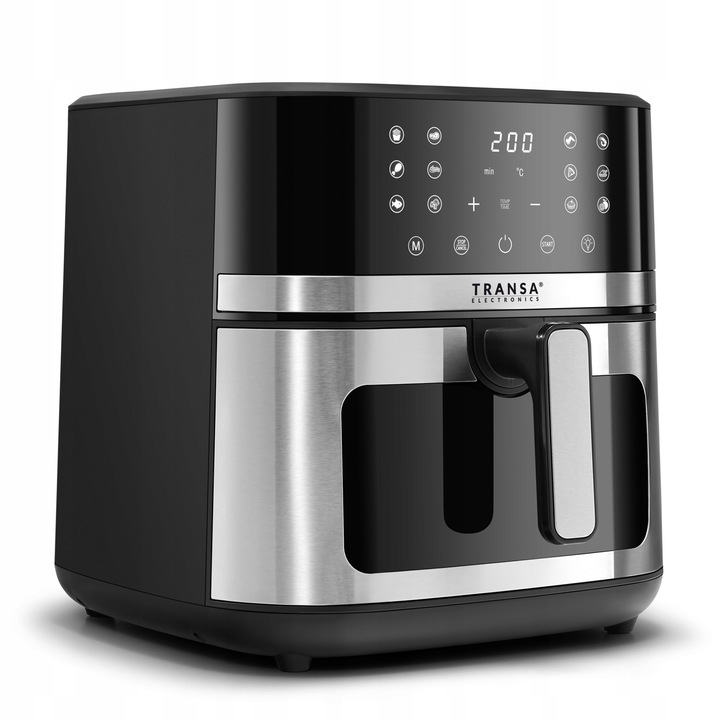 FRYTKOWNICA BEZTŁUSZCZOWA INOX 8L 2200W PODŚWIETLENIE LED 12 PROGRAMÓW