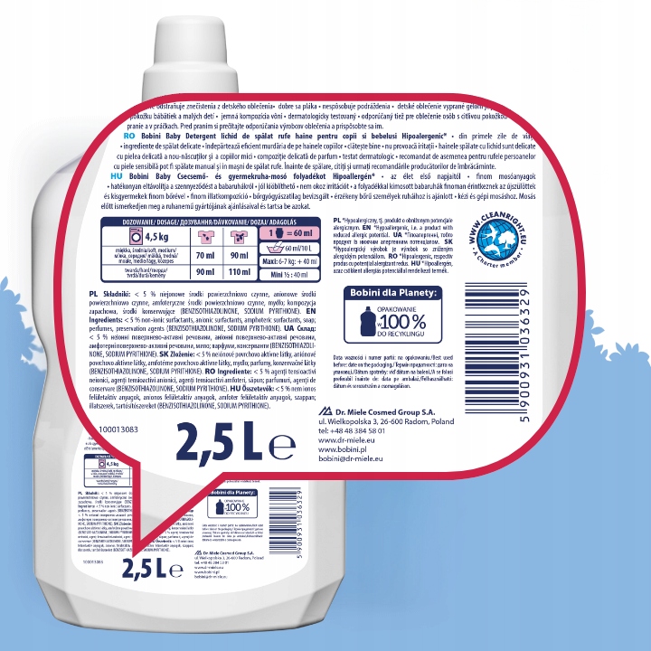 Bobini Baby Hipoalergiczny Płyn do Prania dla Dzieci 5l 70 prań