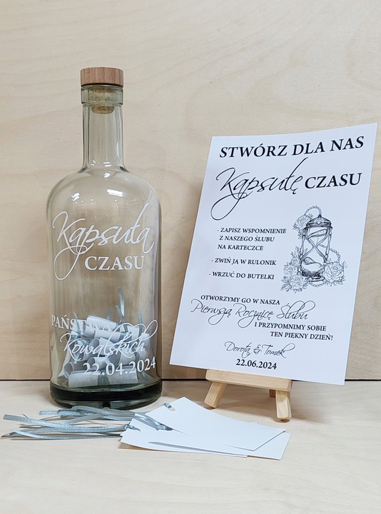 Księga Gości Butelka LIST W BUTELCE Wesele Ślub Chrzest Komunia z GRAWEREM
