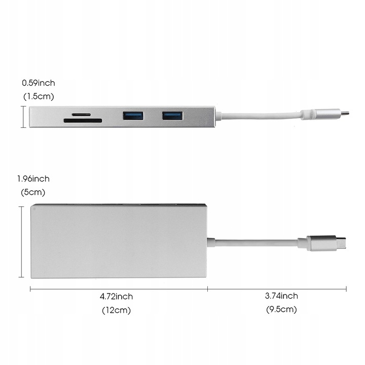 ADAPTER HUB USB-C 3.0 HDMI 4K SD/TF PD 7w1