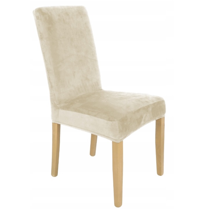 6 SZT POKROWIEC NA KRZESŁO Beż Kaszmirowy WELUR Elastyczny Gruby Pokrowce