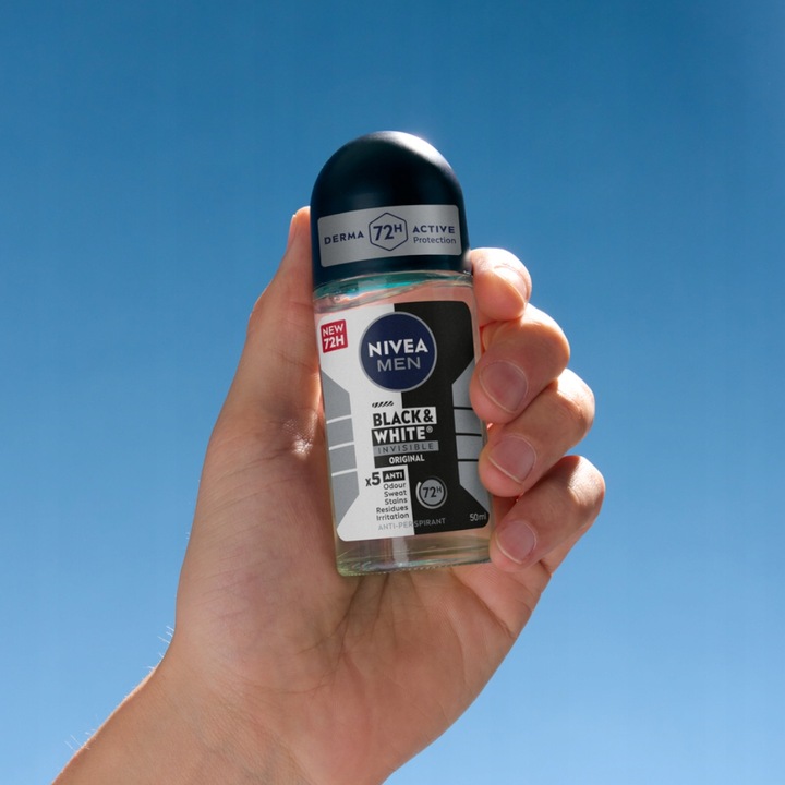 4 x NIVEA MEN Black&White Invisible Original Antyperspirant Roll On, 50 ml