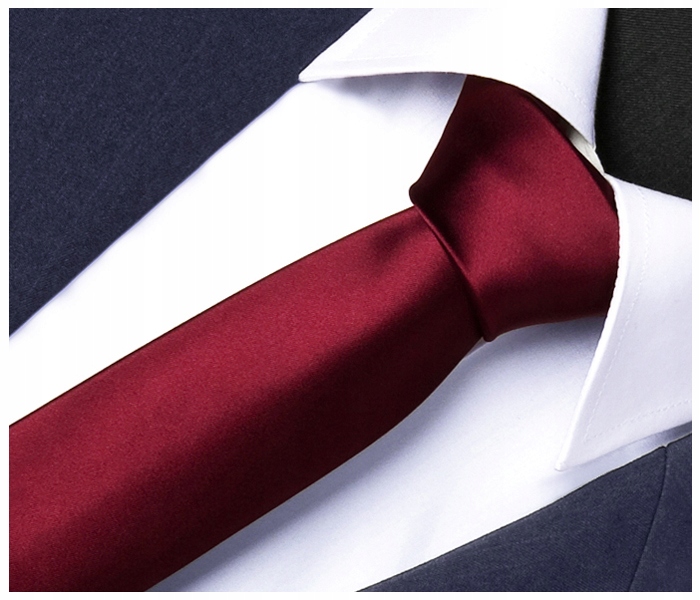 ELEGANCKI BORDOWY Gładki Krawat Męski do Garnituru Wąski Śledź Slim gs13