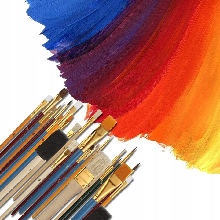 PĘDZLE MALARSKIE ARTYSTYCZNE PROFESJONALNE 25szt ZESTAW PĘDZLI MALARSKICH