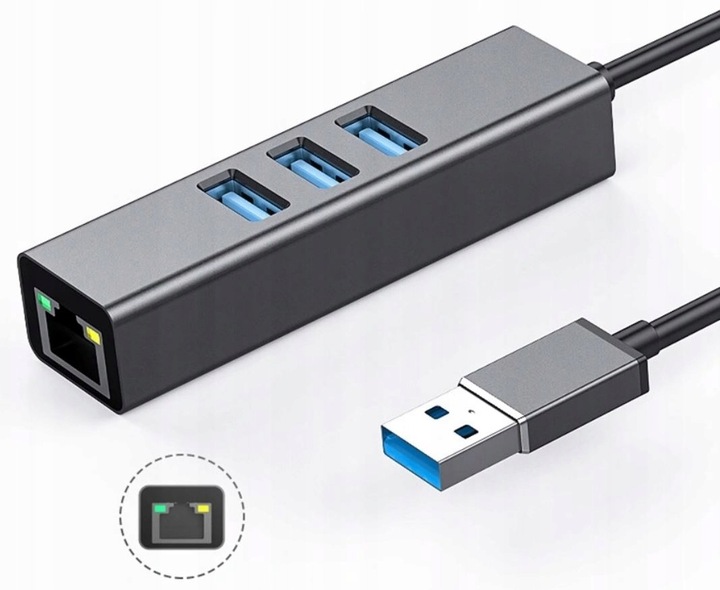 KARTA SIECIOWA HUB USB 3.0 GIGABIT LAN 1000Mb RJ45