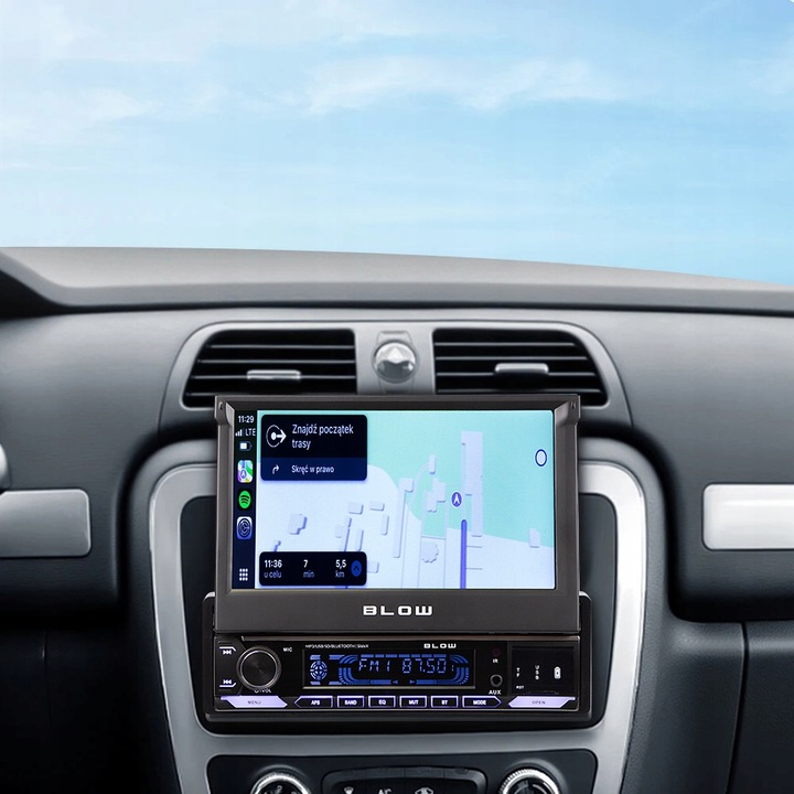 RADIO SAMOCHODOWE 1-DIN 7 CALI WYSUWANY DOTYKOWY EKRAN CARPLAY ANDROID